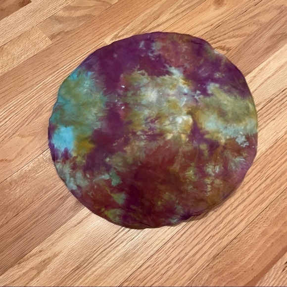 2 tie dye round throw pillow covers jewel tone tie dye purple turquoise - Picture 3 of 4
